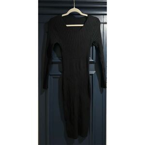NEW Long Sleeve Mock Neck Sweater Ribbed Knit Dress M